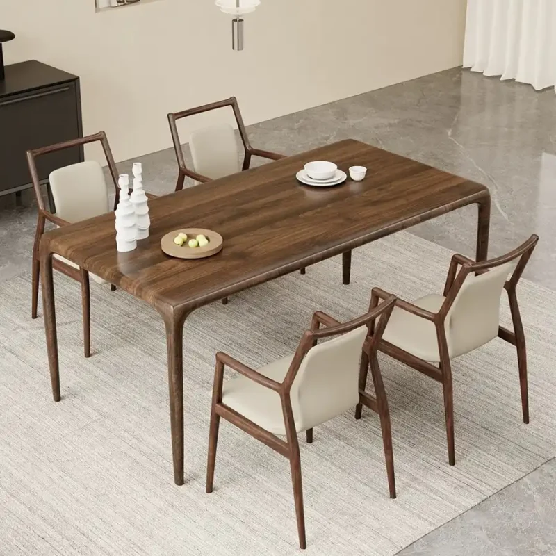 walnut dining table rounded edge design