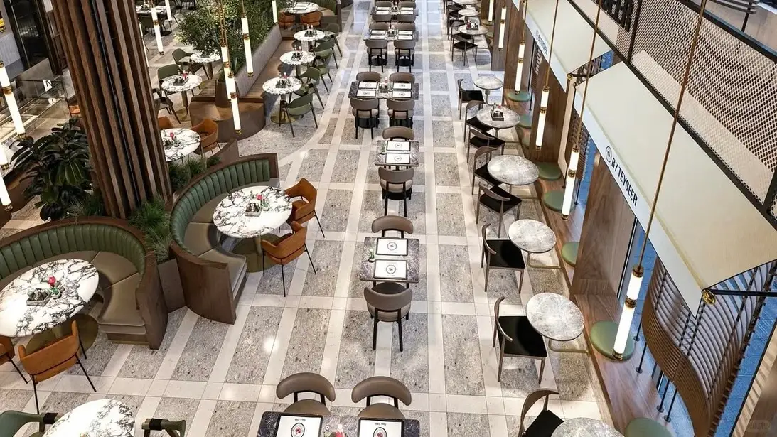 marble table and dining chairs