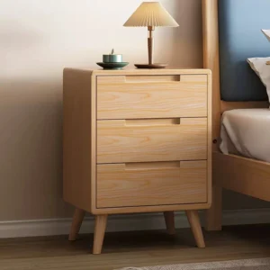 solid wood nightstand 3 drawers bedside table