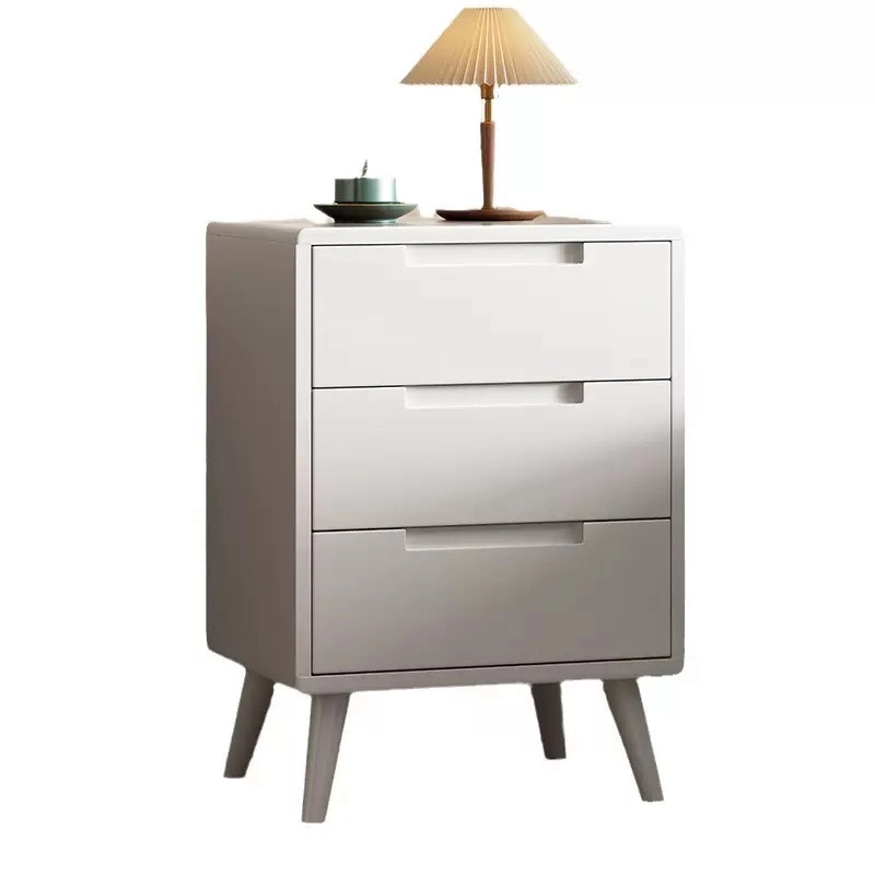 nightstand 3 drawers with silent wood rails