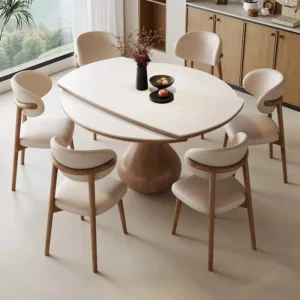 dining table set for 6 with extendable folding design