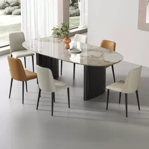 leather dining chair with carbon steel legs