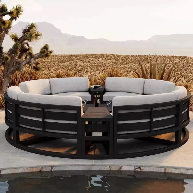 Modern curved outdoor couch sofa for luxury hotels