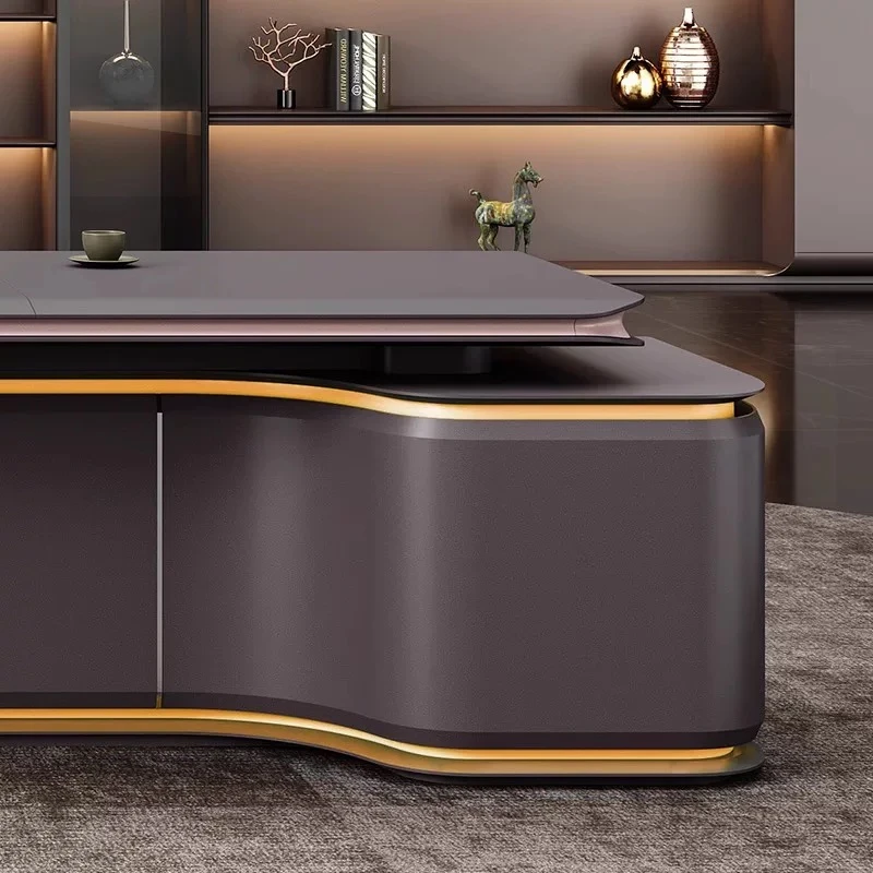 smart executive office desk with LED lighting