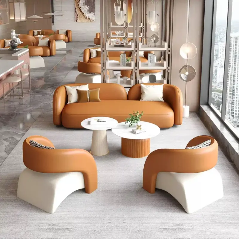 Solid wood frame office sofas featuring high-resilience foam seating. Solid wood frame office sofas featuring high-resilience foam seating.