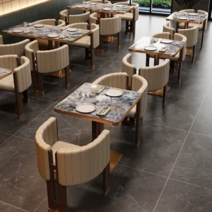 dining table in restaurant stainless steel edge