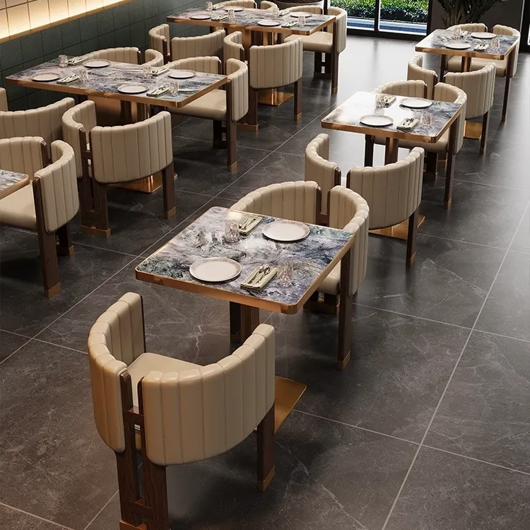 dining table in restaurant stainless steel edge