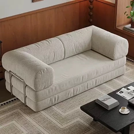 convertible light gray sofa bed layout