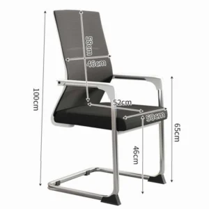 Backrest detail of sled base office chair showing horizontal structural support
