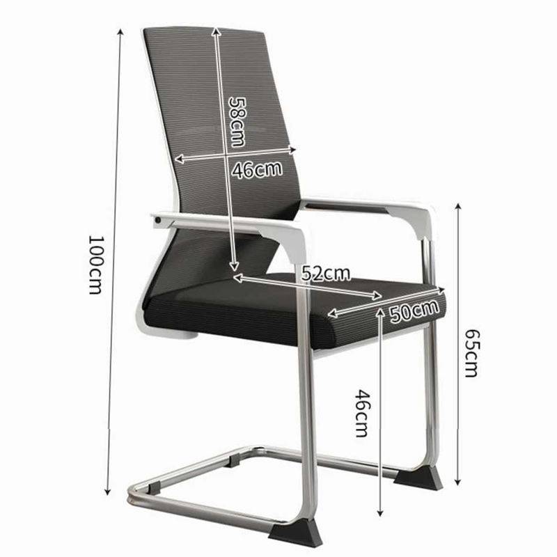 Backrest detail of sled base office chair showing horizontal structural support