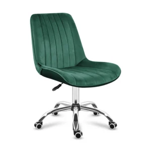 Ergonomic armless velvet office chair with smooth rolling casters