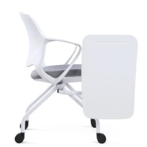 White plastic foldable desk chair for home office use