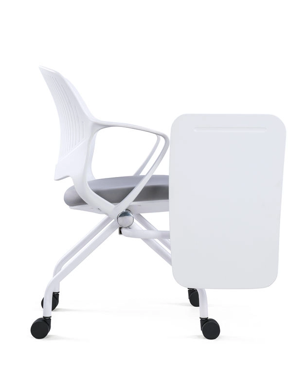 White plastic foldable desk chair for home office use