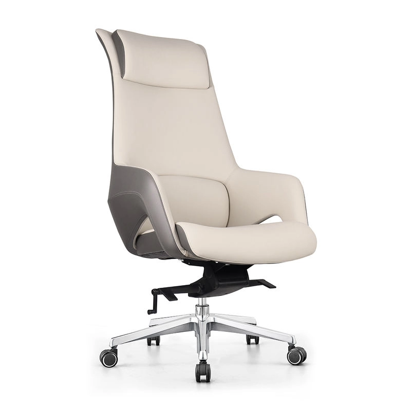 Ergonomic genuine leather office chair with high back support