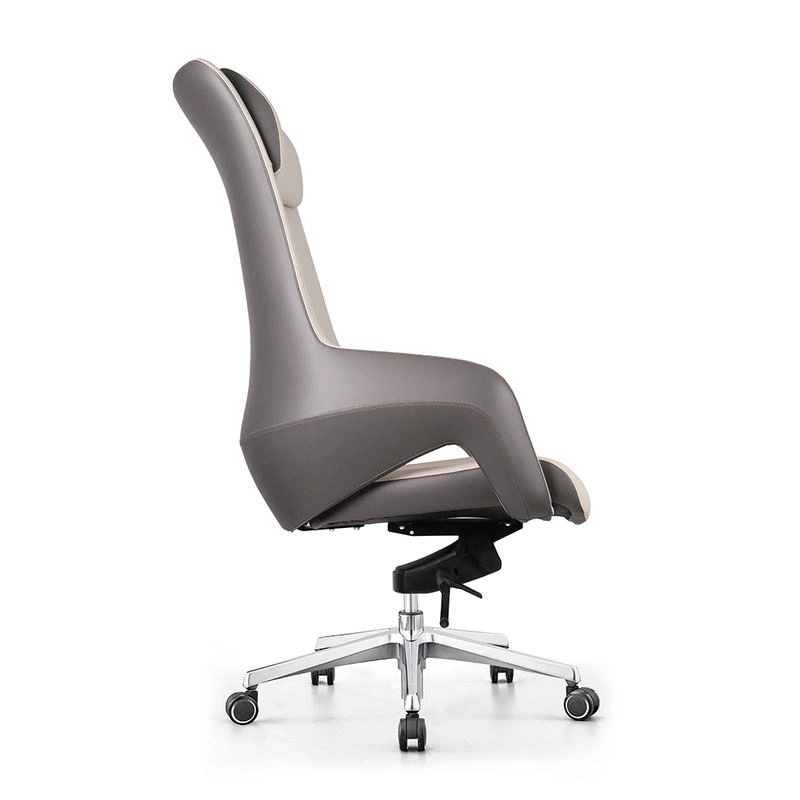 Luxury cream leather executive swivel chair front view