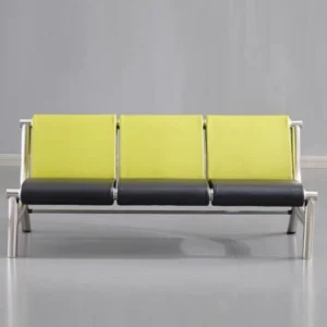 Modern black PU leather waiting area chairs with chrome frame