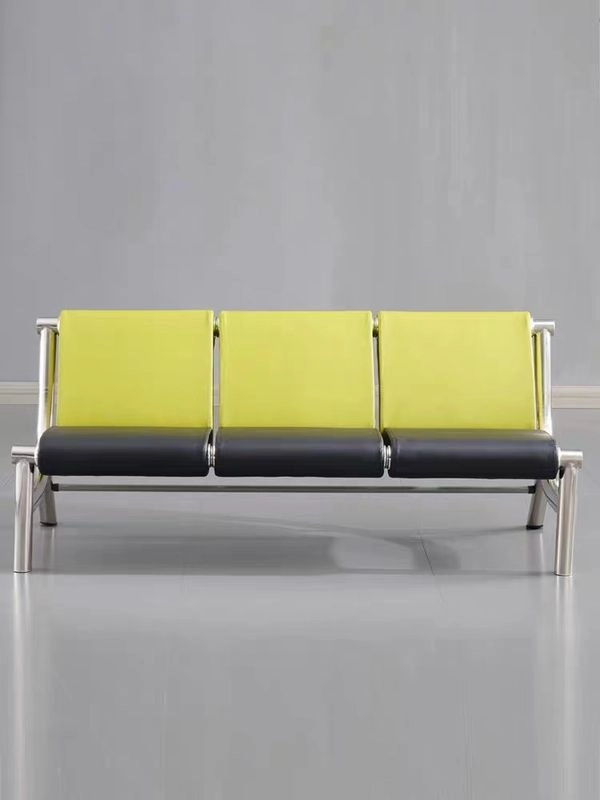 Modern black PU leather waiting area chairs with chrome frame