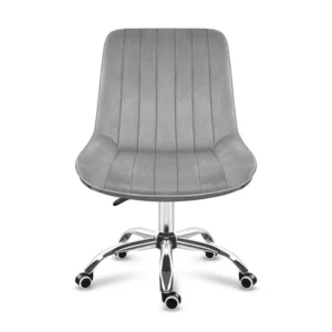Front view of tufted velvet office chair for modern home office