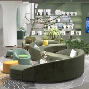 Office lounge sofa with ergonomic design and arc shape