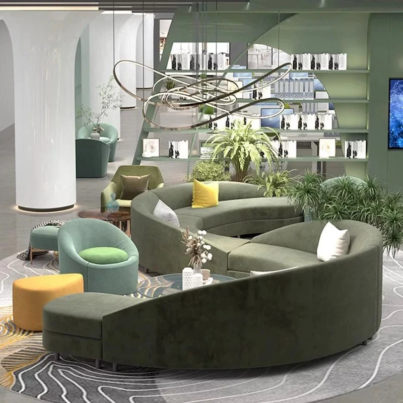 Office lounge sofa with ergonomic design and arc shape