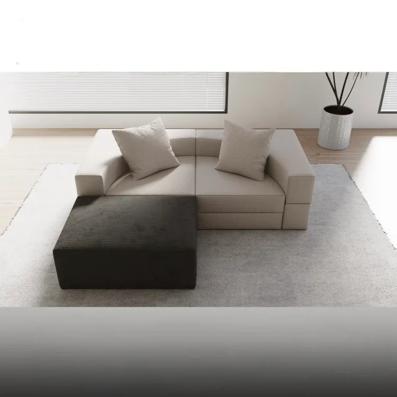 Removable and washable fabric cover of the L-shaped compress sofa