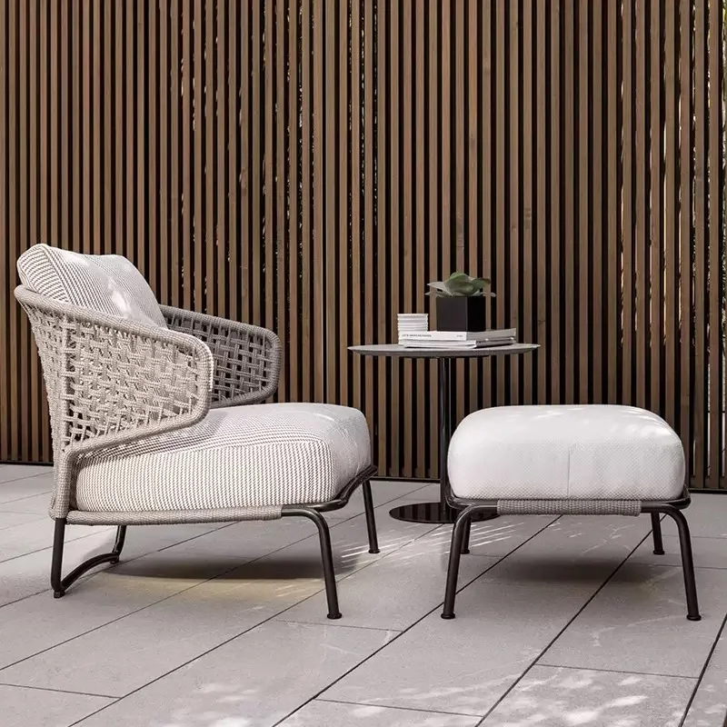 Smooth rounded corner details of outdoor wicker patio furniture