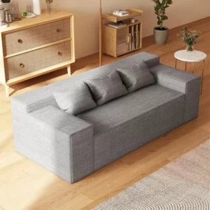 Close-up of soft, breathable light gray corduroy fabric texture