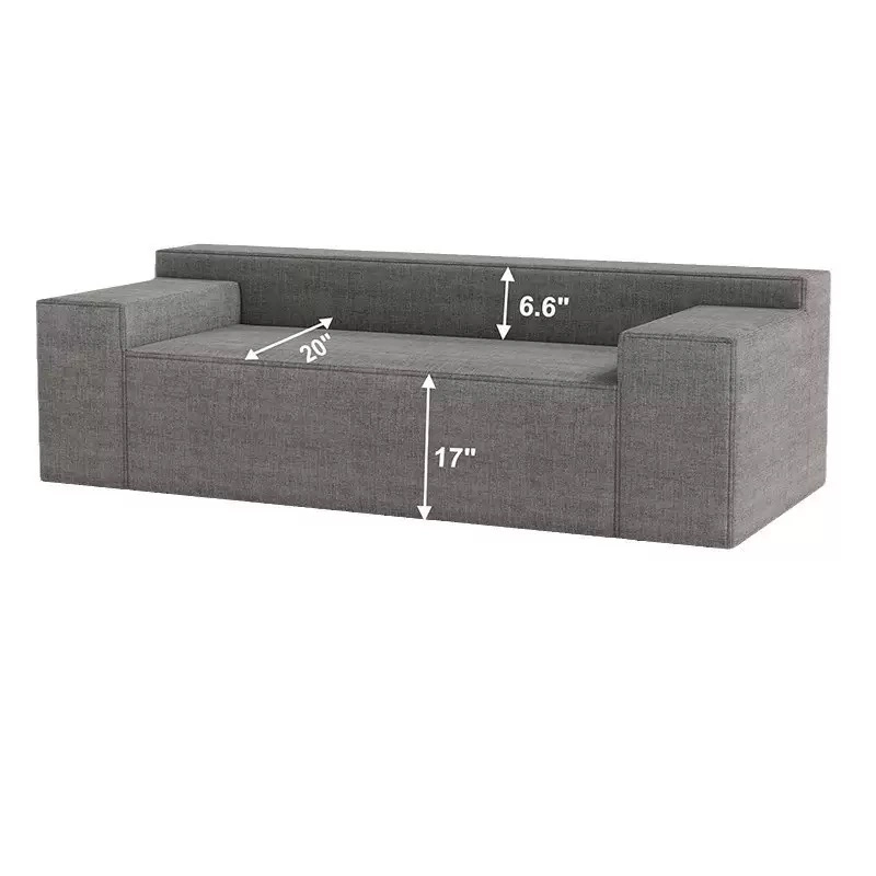 Modern tofu block style sofa in light gray for comfortable lounging