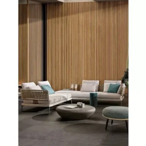 Custom sunproof teak outdoor sofa furniture set for a modern garden courtyard