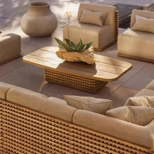 Premium Indonesian teak outdoor sofas for luxury villa courtyards