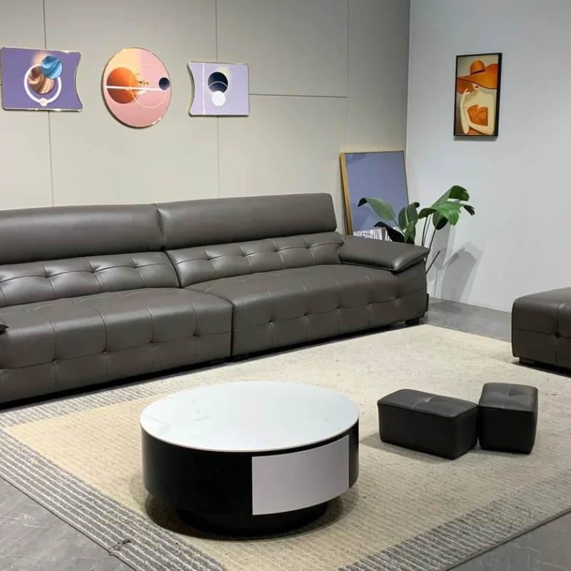 Solid wood frame and spring base construction of our wholesale 4 seater leather sofa