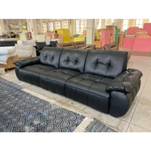 High resilience sponge seating of black leather sofa wholesale