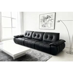 3.5m modern black leather sofa wholesale for luxury hotels