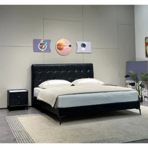 Luxury black full size bed setup designed for hotel rooms and B2B wholesale Luxury black full size bed setup designed for hotel rooms and B2B wholesale