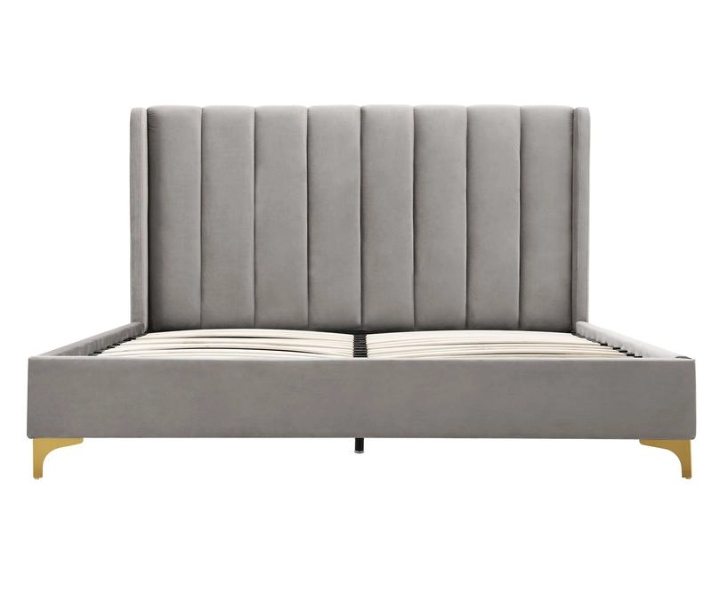 Wholesale gray bed frame available in luxurious velvet or fabric