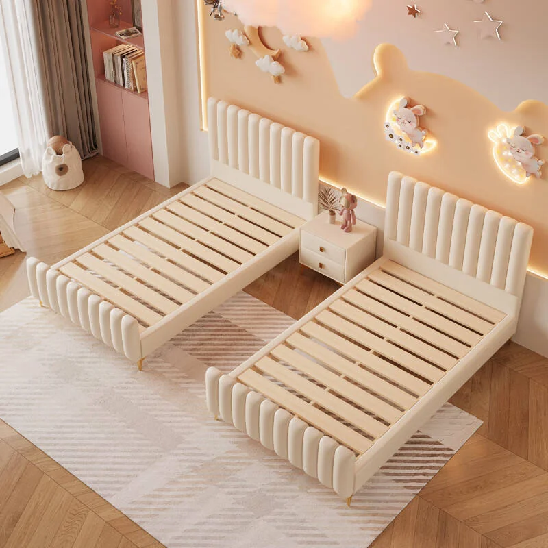 Custom size twin beds in ultra-fine fiber leather