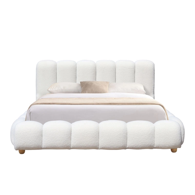 Side view of a white upholstered bed frame ideal for hotel and B&B furniture
