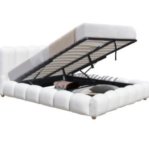 Premium fabric white upholstered bed supplied directly from the factory