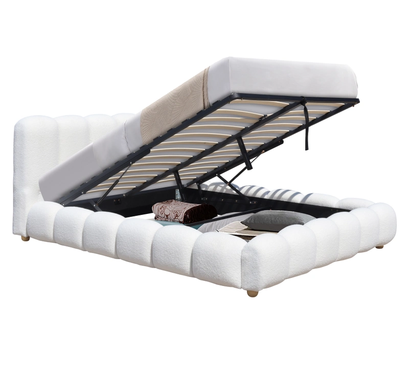 Premium fabric white upholstered bed supplied directly from the factory