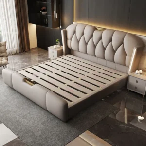 Modern illuminated headboard bed design Modern illuminated headboard bed design