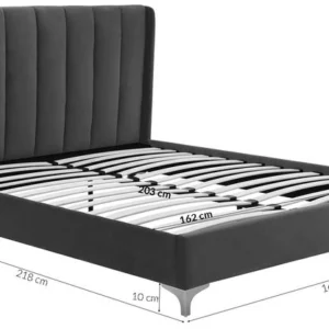 Stunning gray bed frame with vertical channel tufted headboard