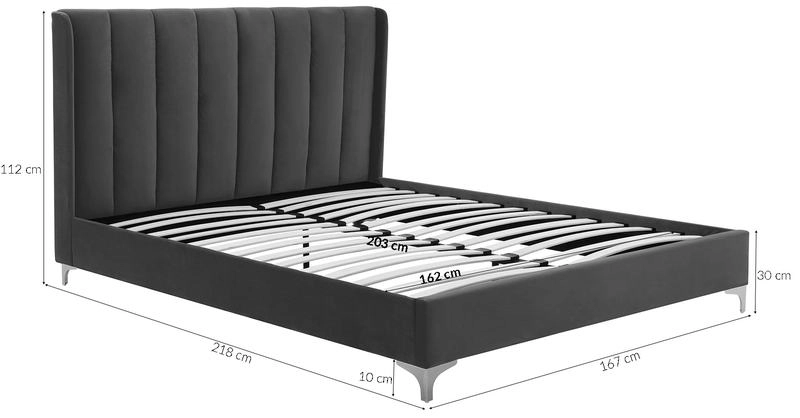 Stunning gray bed frame with vertical channel tufted headboard