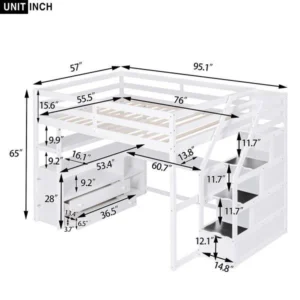 Multifunctional full size white loft bed perfect for modern bedrooms Multifunctional full size white loft bed perfect for modern bedrooms
