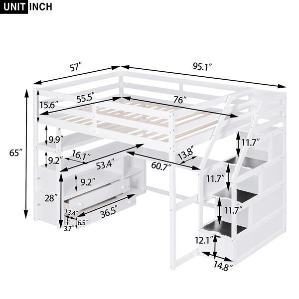Multifunctional full size white loft bed perfect for modern bedrooms Multifunctional full size white loft bed perfect for modern bedrooms